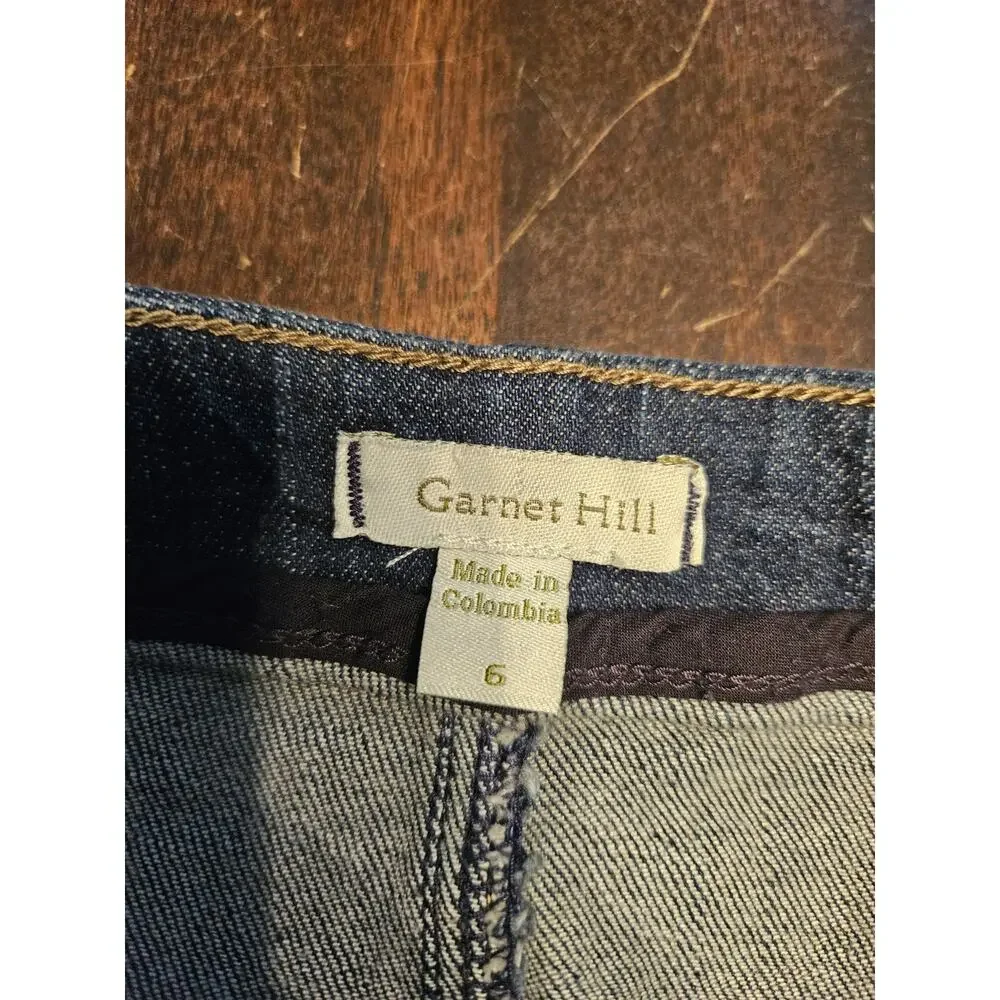 Garnet Hill Straight Faux Wrap Denim Skirt Womens Size 6 Cut Off